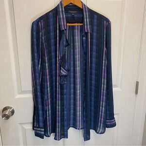 Banana Republic Dillon Shirt Blue and Purple Plaid Long Sleeve Shirt Size XL